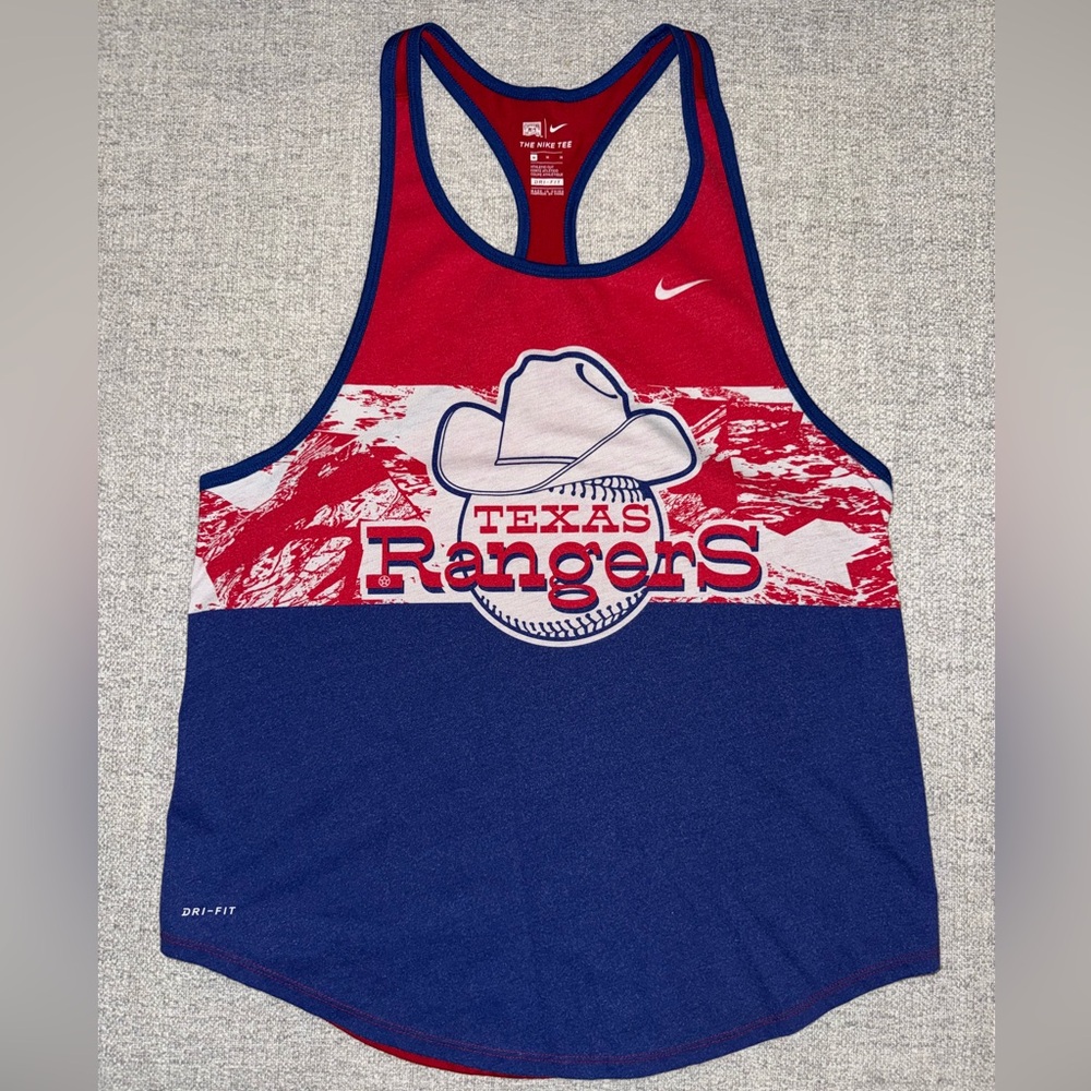 Nike Red and Blue Texas Rangers Tank Top